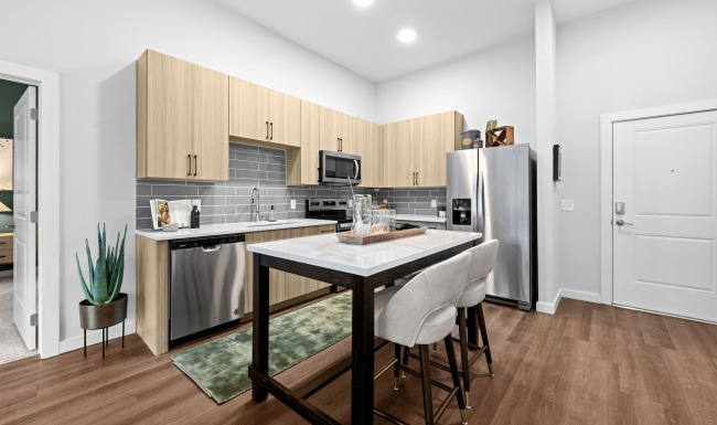 Well-lit kitchen with ample counter space
