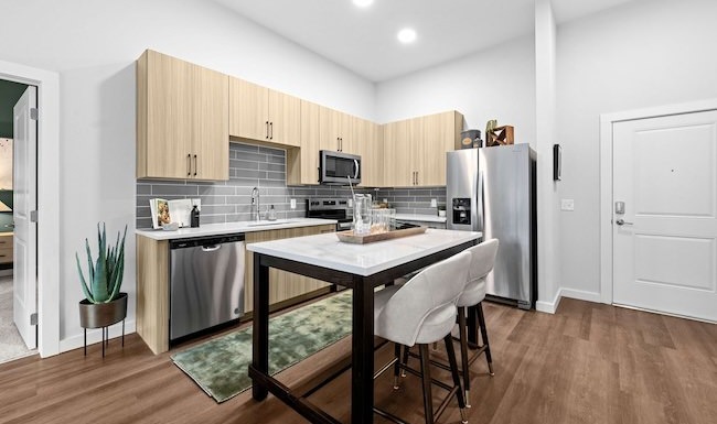 Well-lit kitchen with ample counter space