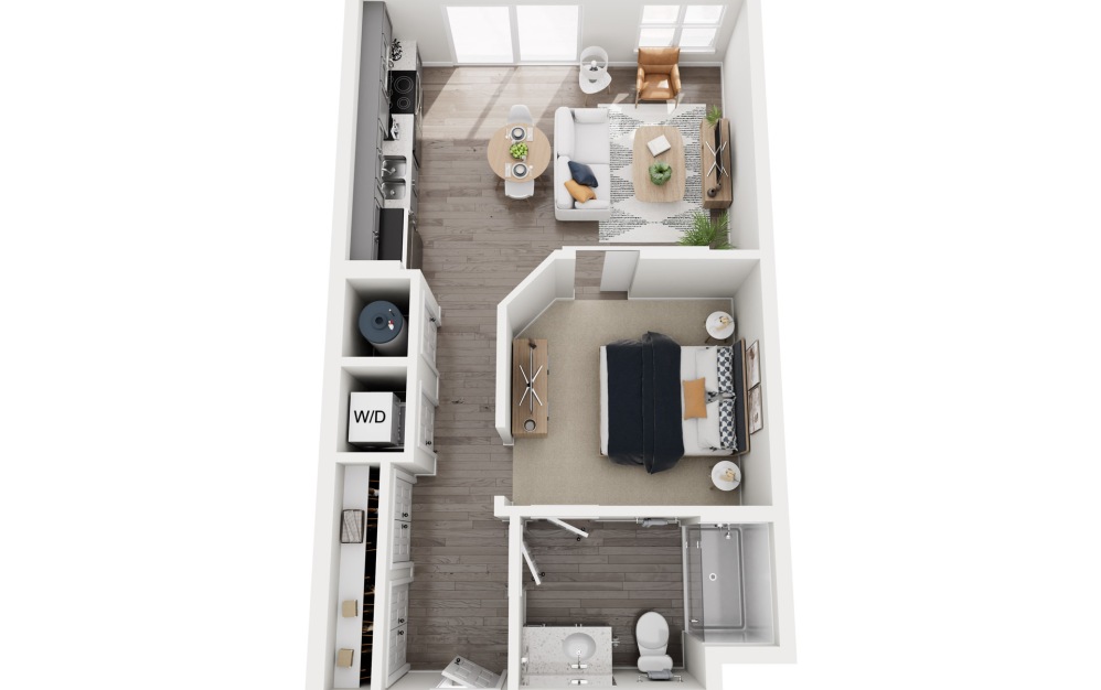 1A.1 - 1 bedroom floorplan layout with 1 bathroom and 643 square feet 1A.1 - 1 bedroom floorplan layout with 1 bathroom and 643 square feet
