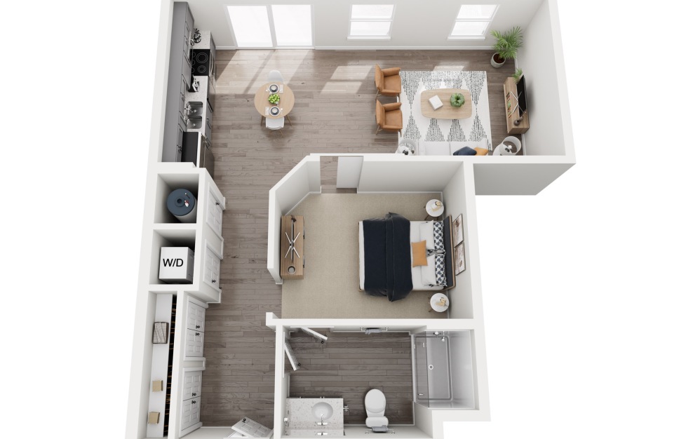 1A.3 - 1 bedroom floorplan layout with 1 bathroom and 845 square feet