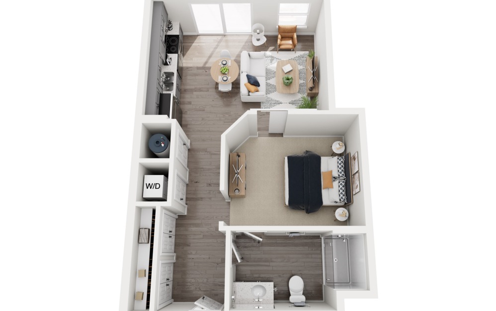 1A.4 - 1 bedroom floorplan layout with 1 bathroom and 703 square feet 1A.4 - 1 bedroom floorplan layout with 1 bathroom and 703 square feet