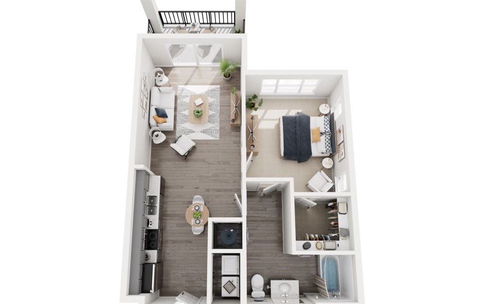 1B.4 - 1 bedroom floorplan layout with 1 bathroom and 787 - 875 square feet (Layout 2)