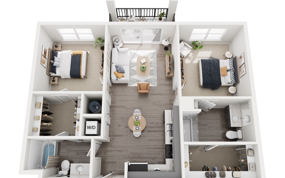 2A.2 - 2 bedroom floorplan layout with 2 bathrooms and 1064 square feet (Layout 1
)