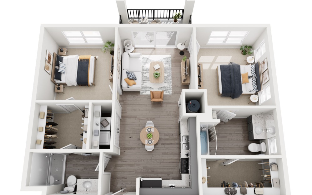 2A.2 - 2 bedroom floorplan layout with 2 bathrooms and 1064 square feet (Layout 2)