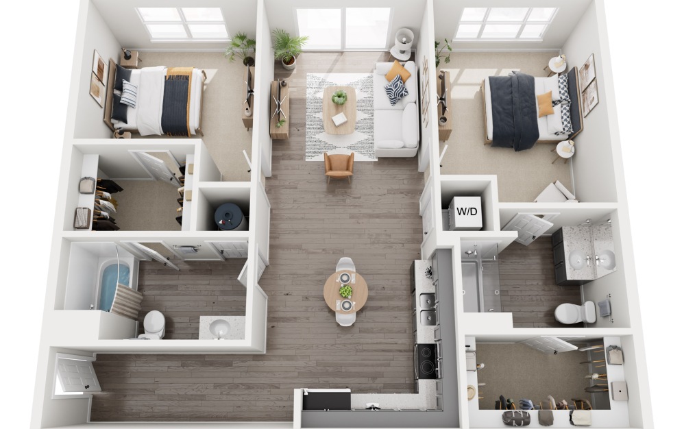 2B - 2 bedroom floorplan layout with 2 bathrooms and 1206 square feet 2B - 2 bedroom floorplan layout with 2 bathrooms and 1206 square feet