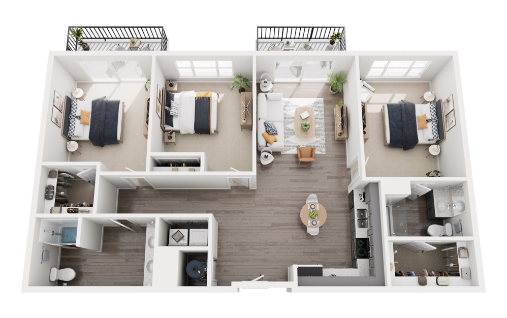 3A - 3 bedroom floorplan layout with 2 bathrooms and 1504 square feet 3A - 3 bedroom floorplan layout with 2 bathrooms and 1504 square feet