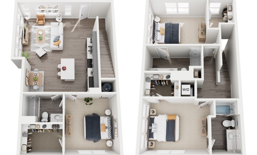 T-3A - 3 bedroom floorplan layout with 2.5 bathrooms and 1789 square feet