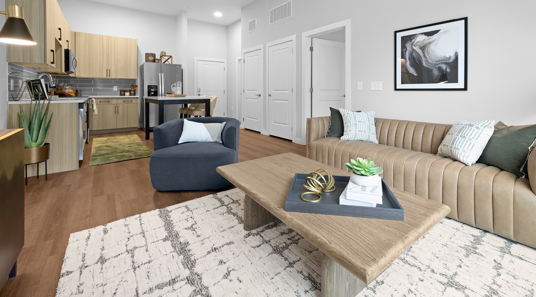 Open space living area with natural lighting